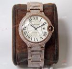 (TW) Best Copy Iced Out Cartier Ballon Bleu Rose Gold Diamond Watch 